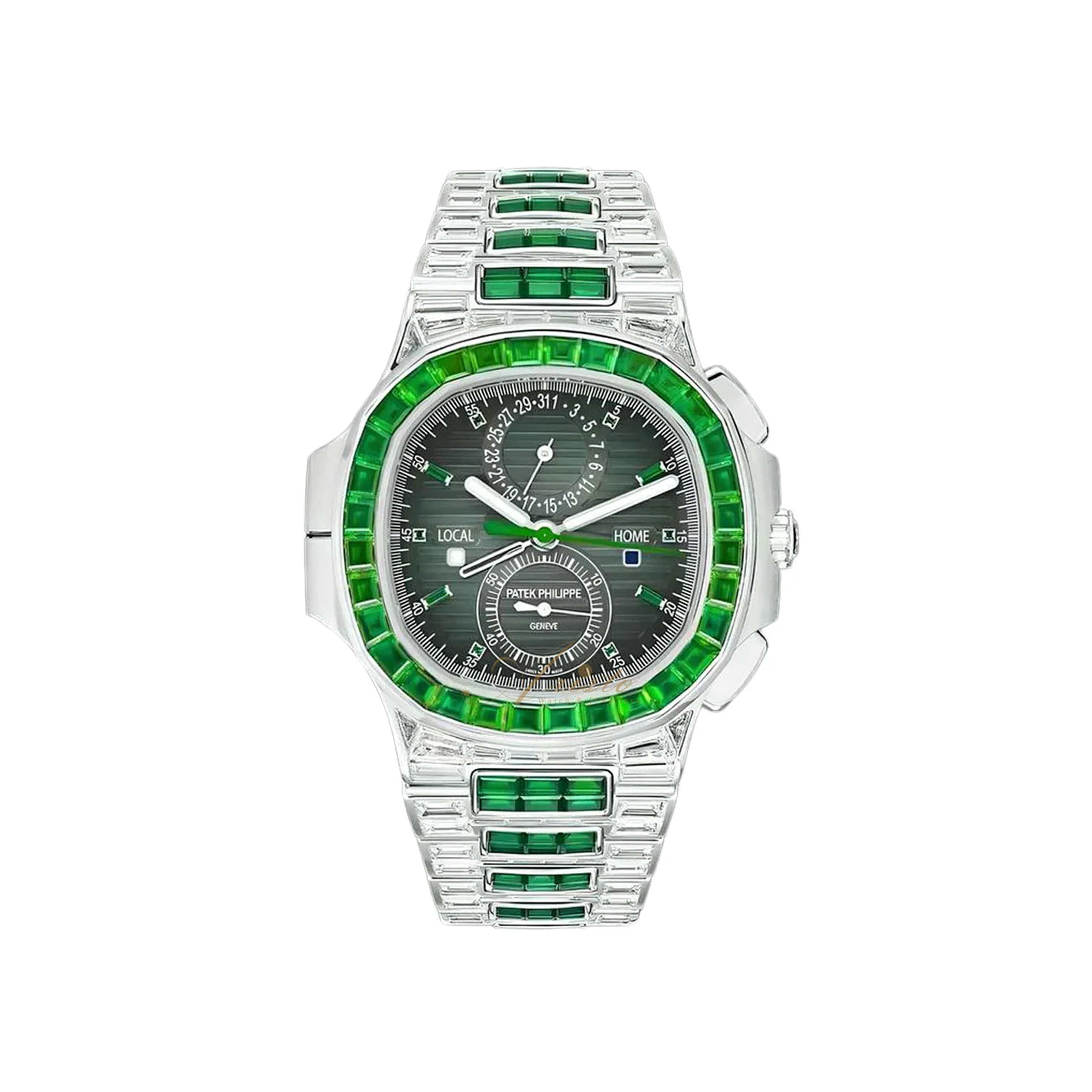 Patek Philippe Nautilus 5990/1423G-001 Emerald Gem-Set Travel Time