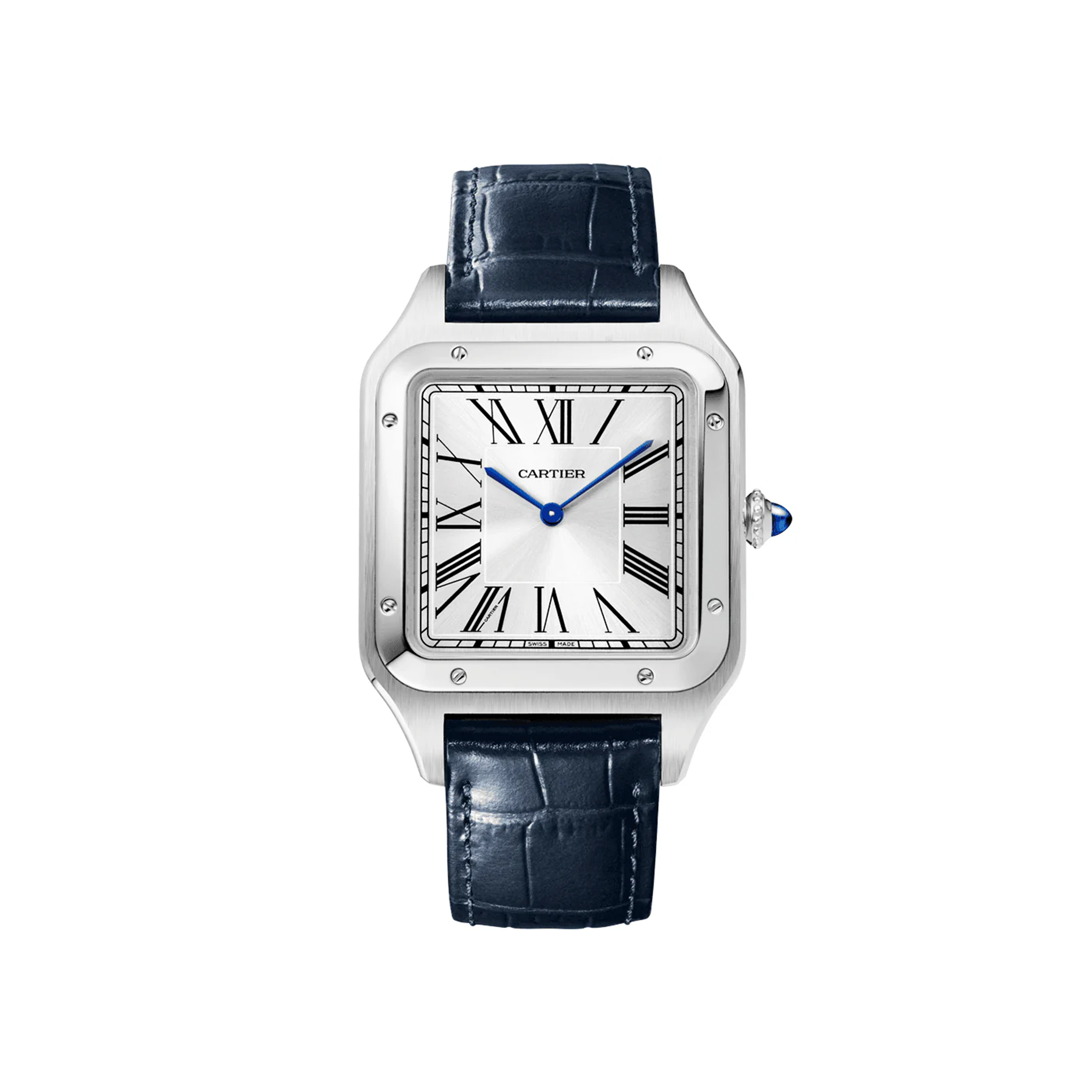 Cartier Santos-Dumont XL Steel & Silver Dial Leather Strap WSSA0032