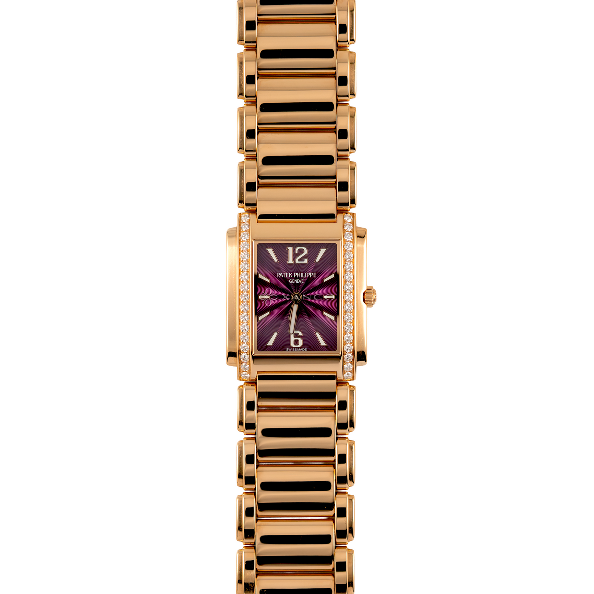 Patek Philippe Twenty~4 4910/1201R-010 Rose Gold Purple Lacquered Dial Diamond Set 25th Anniversary