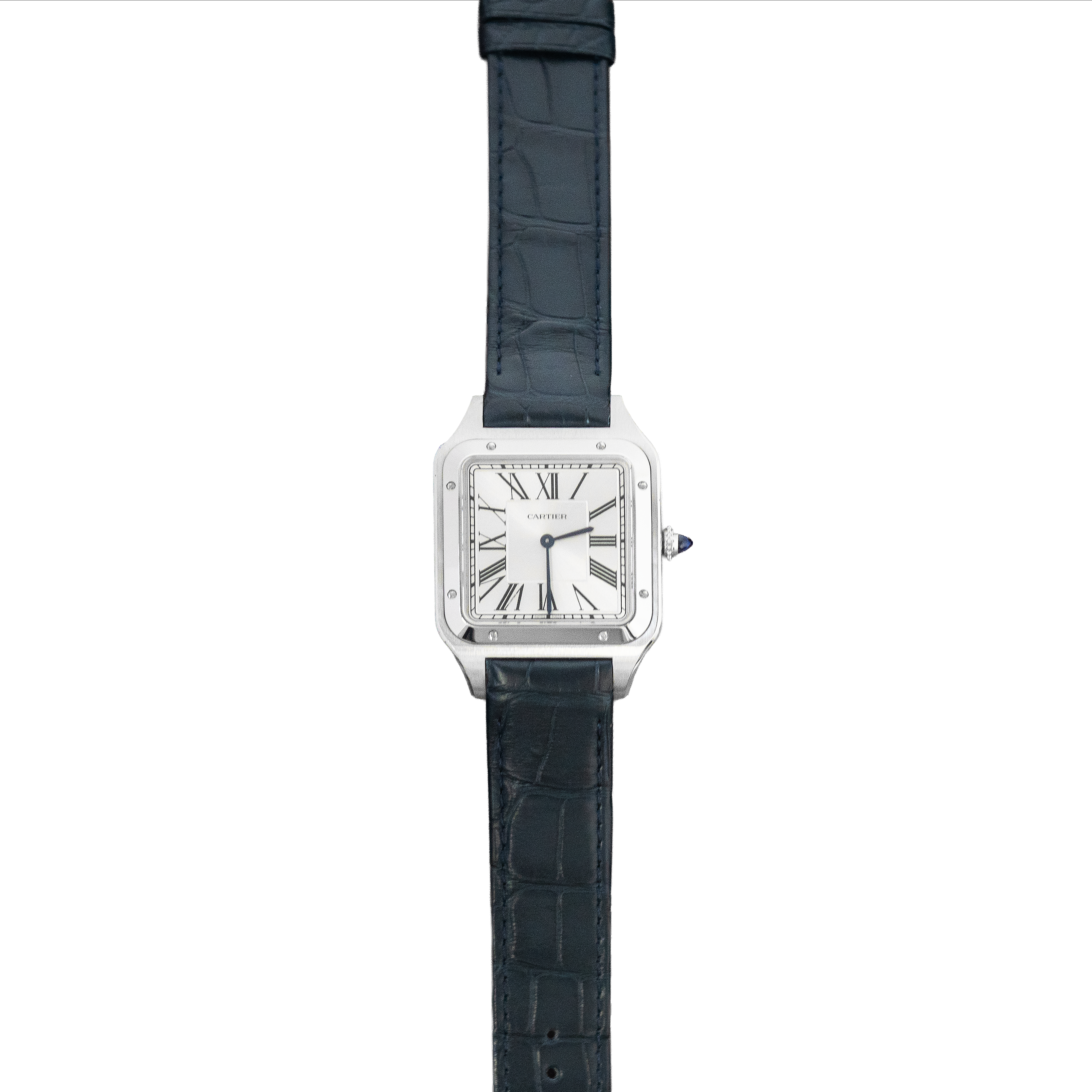 Cartier Santos-Dumont XL Steel & Silver Dial Leather Strap WSSA0032