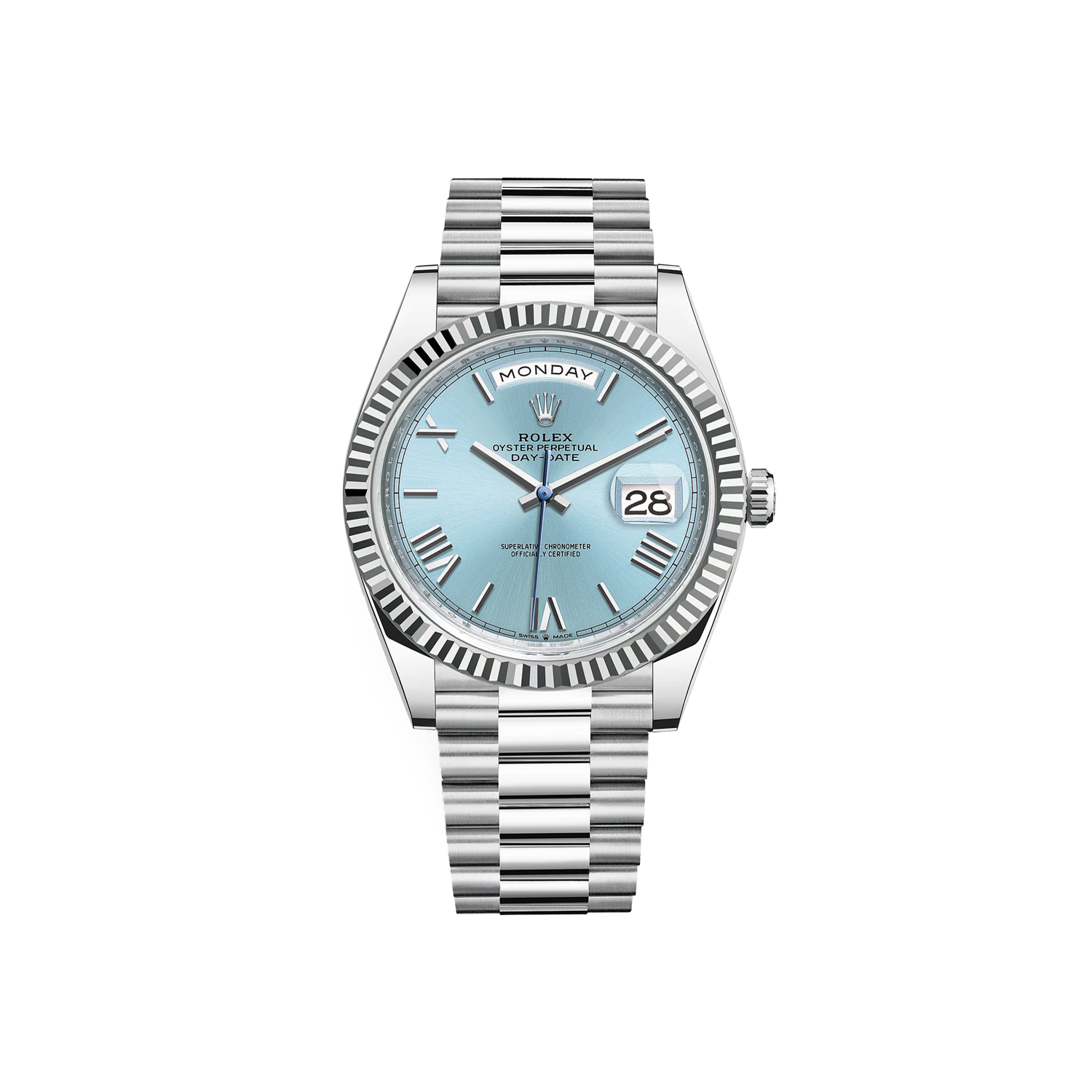 ROLEX DAY-DATE 228236 - ICE BLUE ROMAN DIAL | PRESIDENTIAL BRACELET