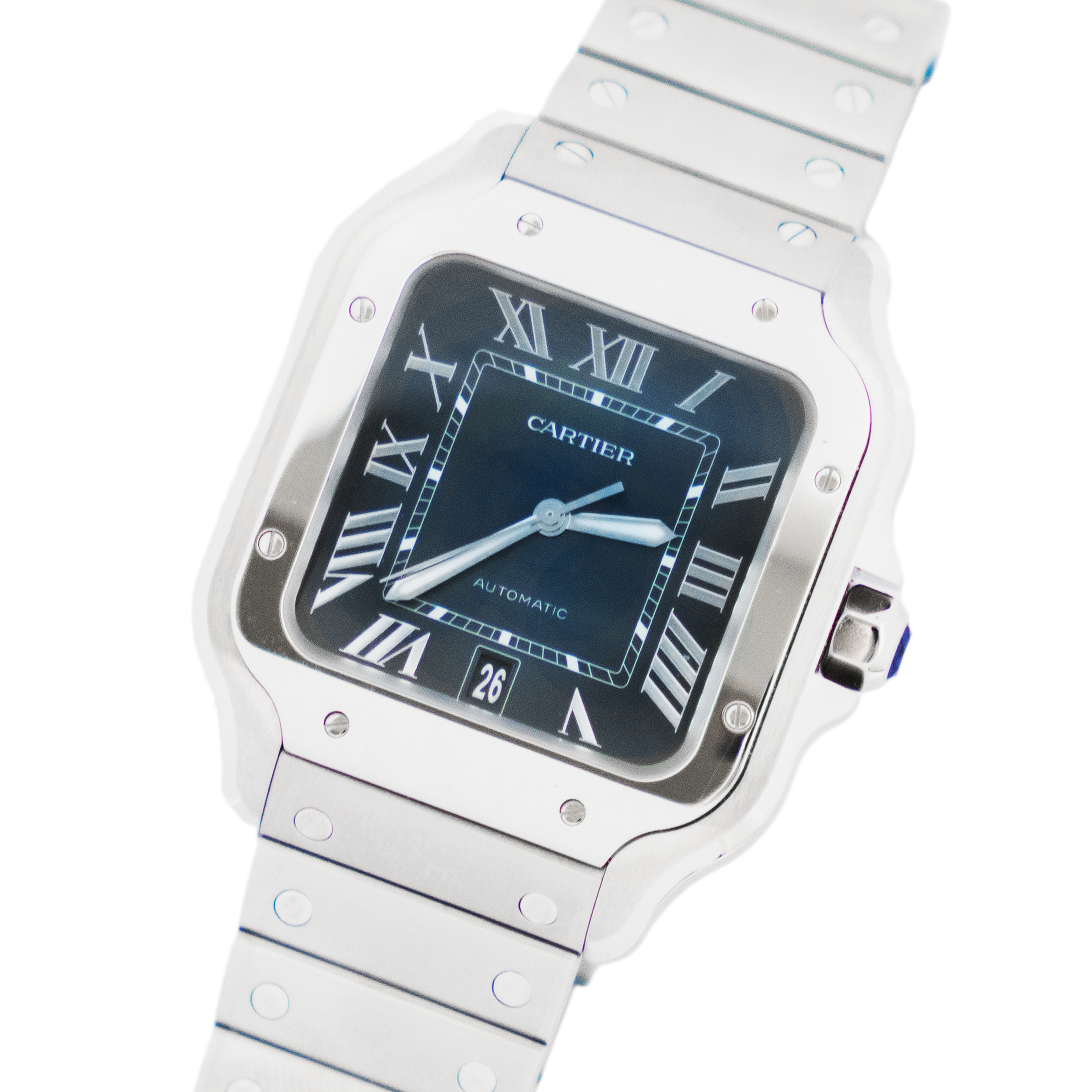 Cartier Santos CRWSSA0030 Blue Roman Numeral Dial