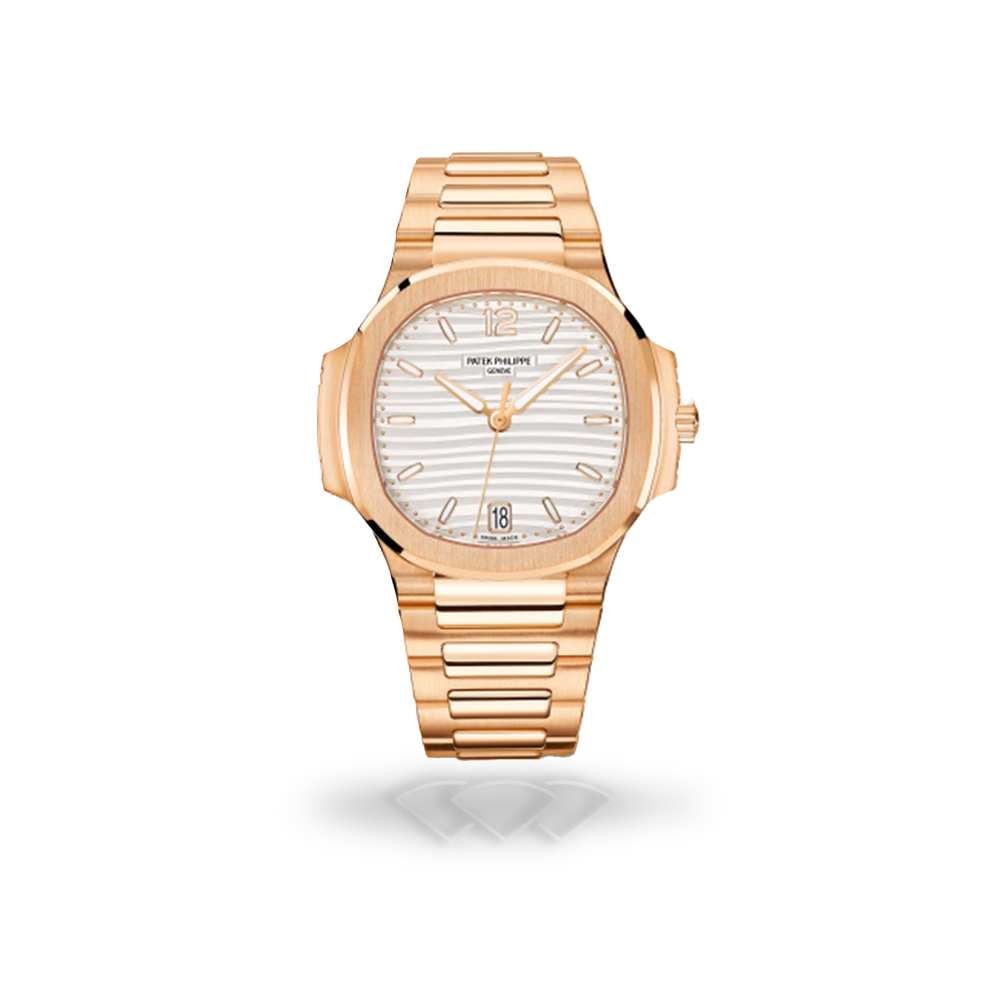 Patek Philippe 7118/R Nautilus Chronograph Rose Gold Diamond-Set Bezel 'Silvery Opaline Dial'