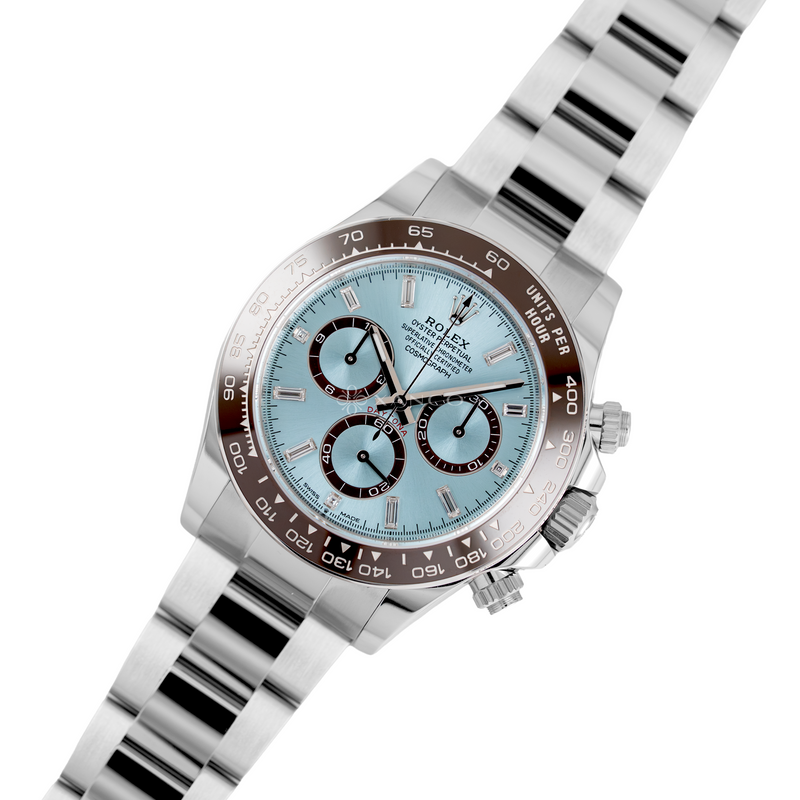 Rolex Daytona Platinum Ice Blue Baguette Diamond 126506