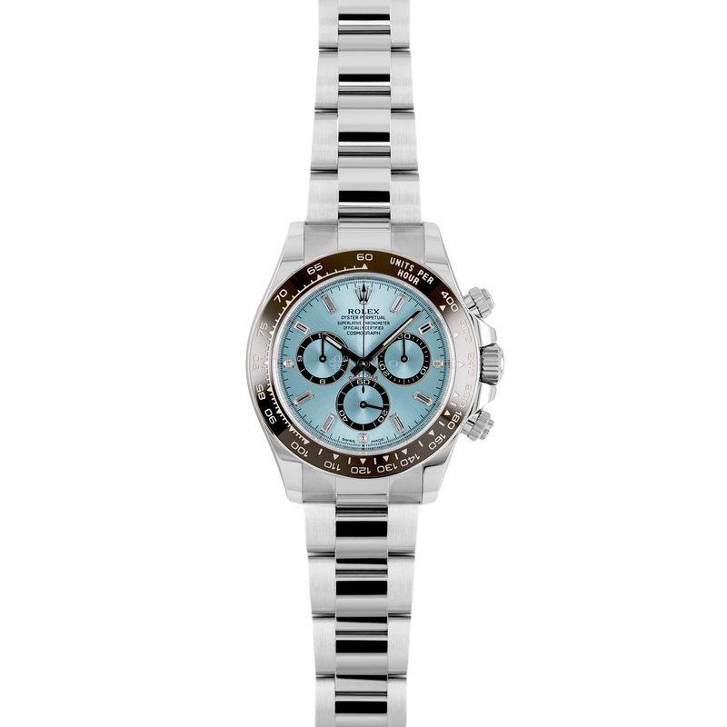 Rolex Daytona Platinum Ice Blue Baguette Diamond 126506